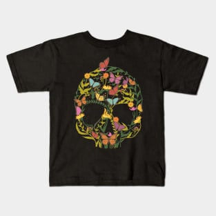 Skull Floral Butterflies Kids T-Shirt